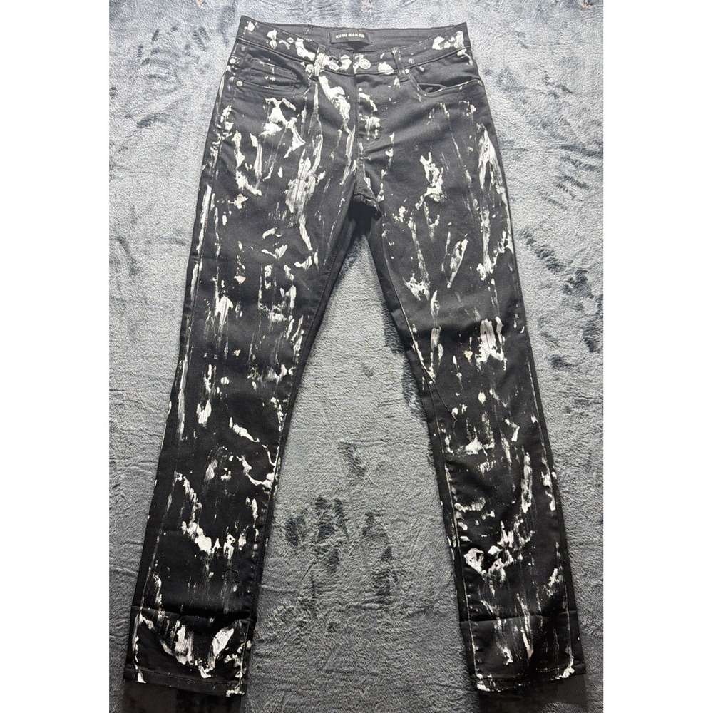 King Maker Black Paint Splatter Jeans Men's Size 30" Waist x 30" Inseam.